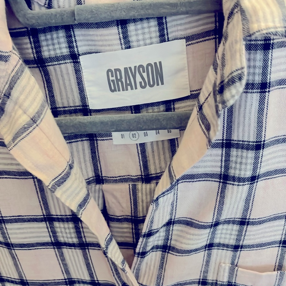 Grayson long sleeve plaid pink, blue and white.